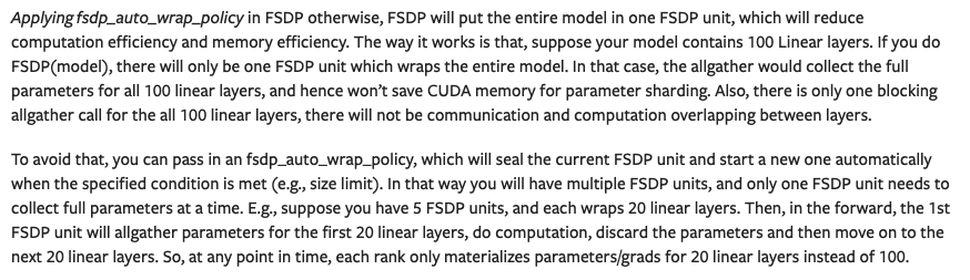 FSDP 自动包装策略的重要性
